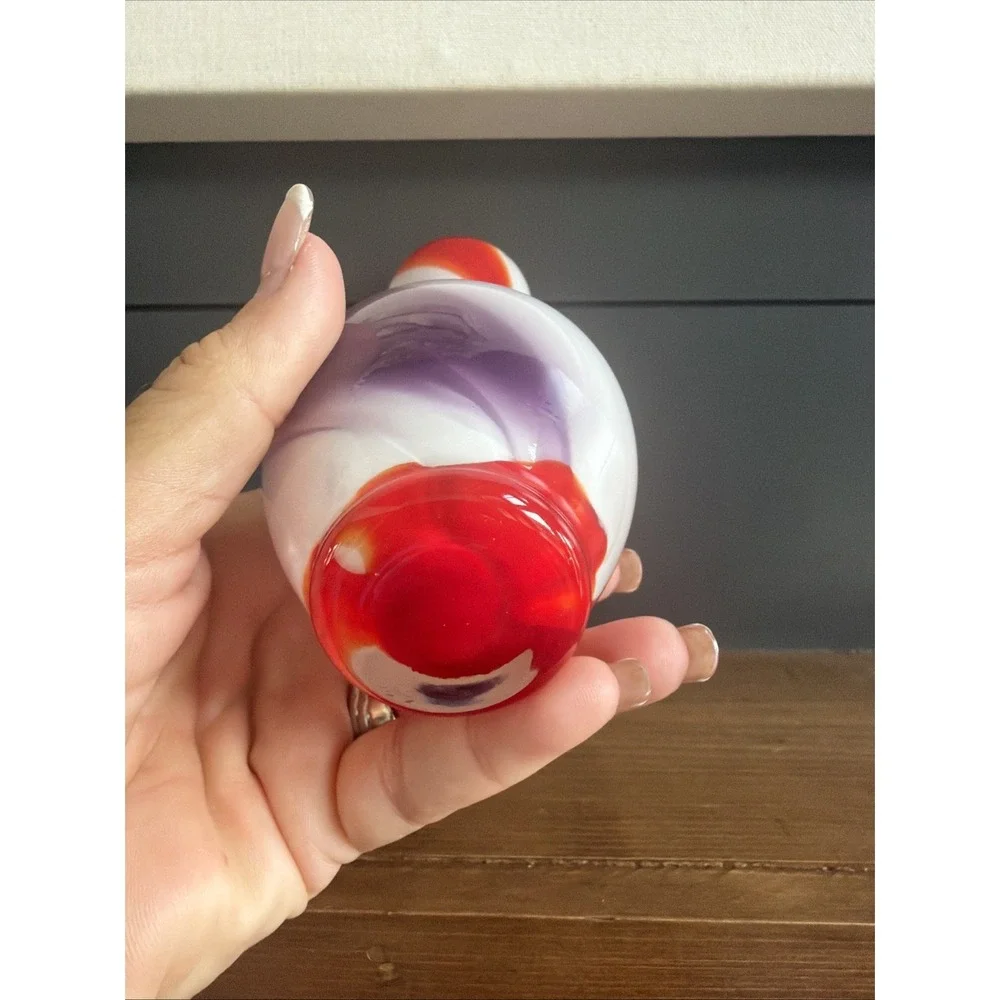 Beautiful Art Glass Bud Flower Vase Vessel Orange White Purple Swirl 8